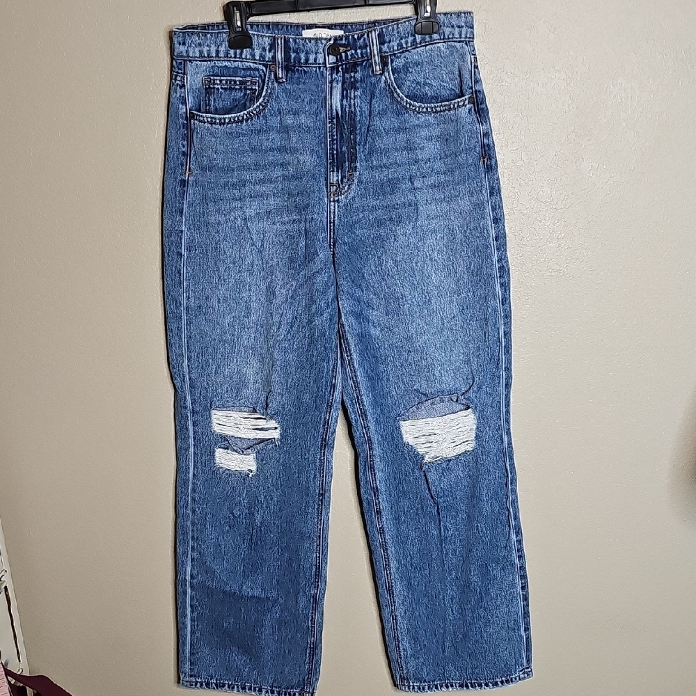 Hidden Jeans 29 Dad‎ Jeans High Rise Wide Leg Baggy Distressed Blue Jeans